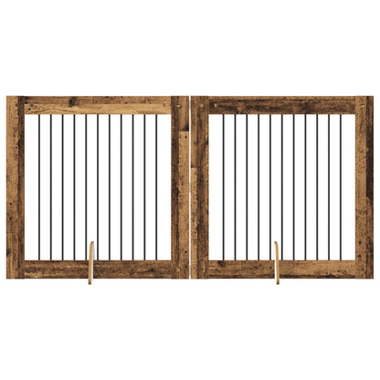 Hondenhekje met standaards 2 pcs Oud hout 100 x 100 cm