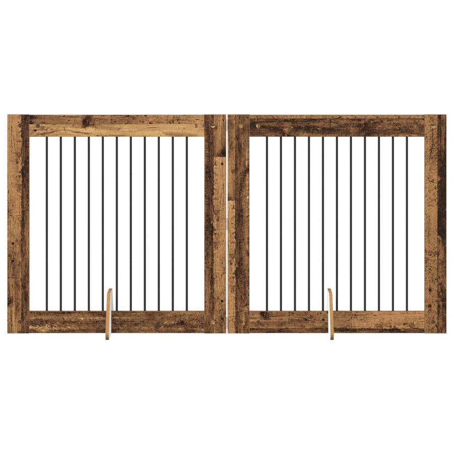 Hondenhekje met standaards 2 pcs Oud hout 100 x 100 cm
