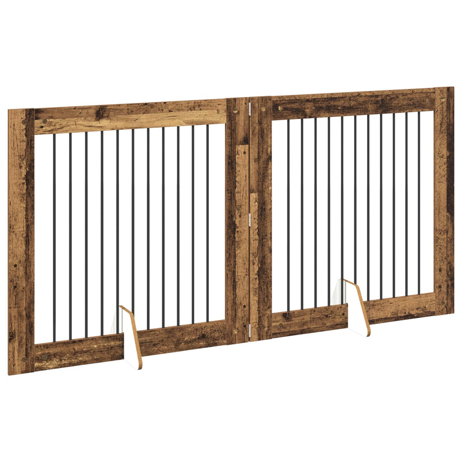 Hondenhekje met standaards 2 pcs Oud hout 100 x 100 cm