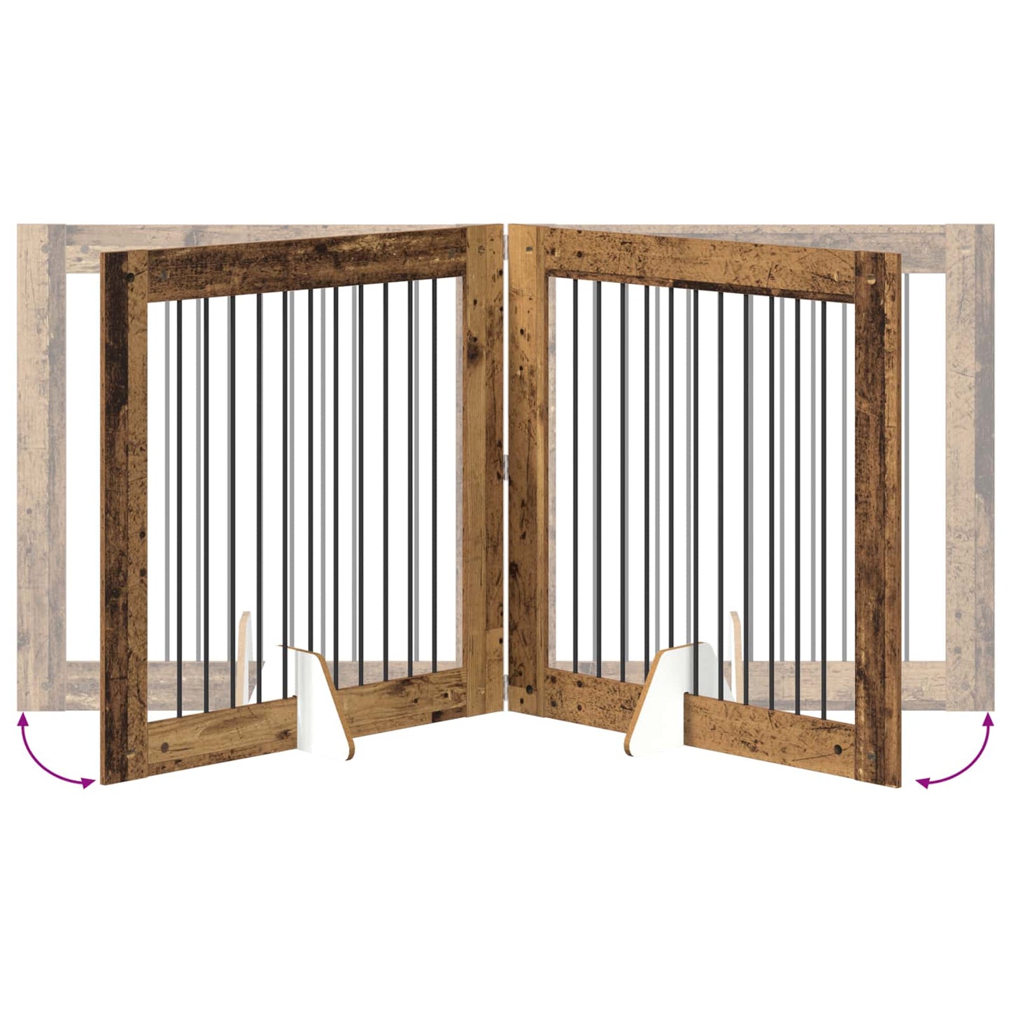Hondenhekje met standaards 2 pcs Oud hout 100 x 100 cm