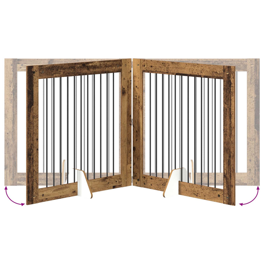 Hondenhekje met standaards 2 pcs Oud hout 100 x 100 cm