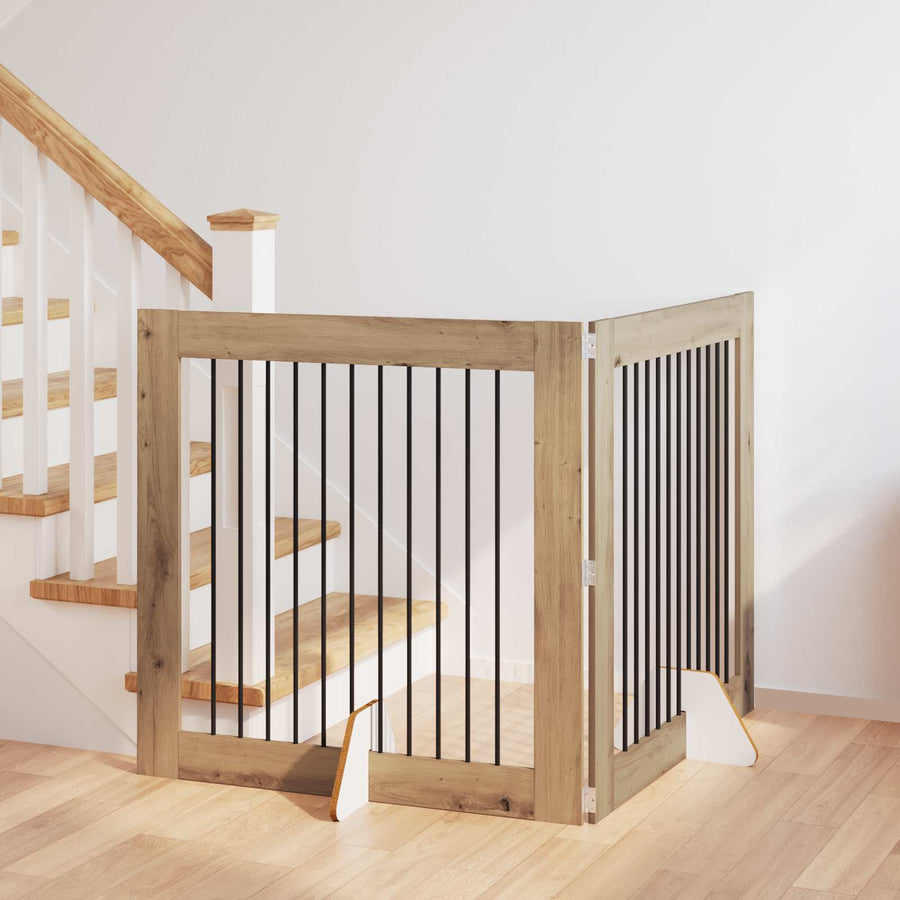 Hondenhekje met standaards 2 pcs Artisanaal eiken 100 x 100 cm