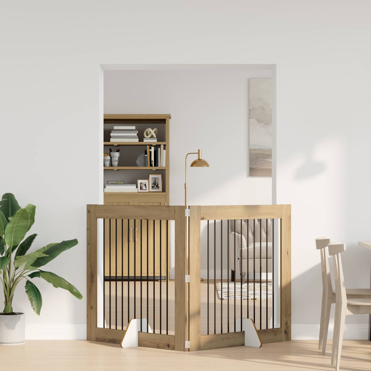 Hondenhekje met standaards 2 pcs Artisanaal eiken 100 x 100 cm