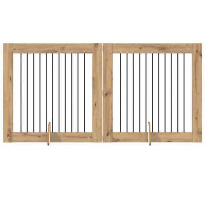 Hondenhekje met standaards 2 pcs Artisanaal eiken 100 x 100 cm