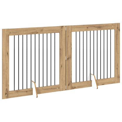 Hondenhekje met standaards 2 pcs Artisanaal eiken 100 x 100 cm