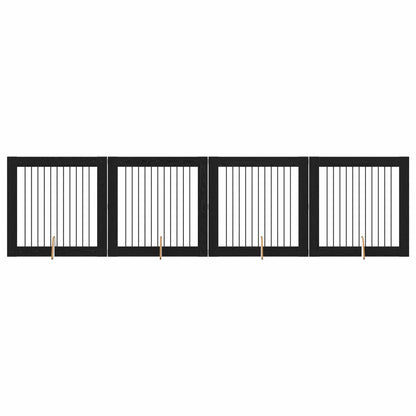 Hondenhekje met standaards 4 pcs Zwart eiken 100 x 100 cm