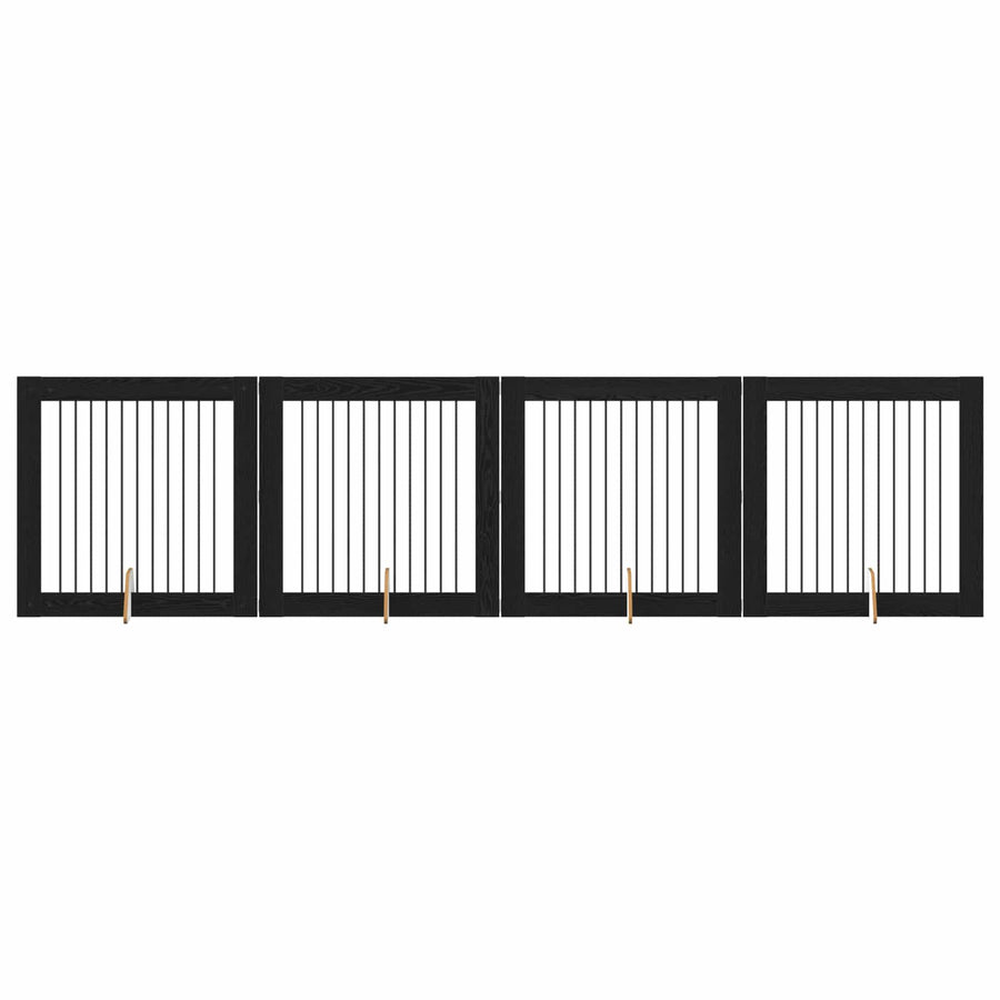 Hondenhekje met standaards 4 pcs Zwart eiken 100 x 100 cm
