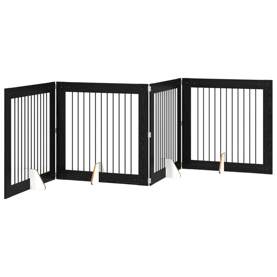 Hondenhekje met standaards 4 pcs Zwart eiken 100 x 100 cm