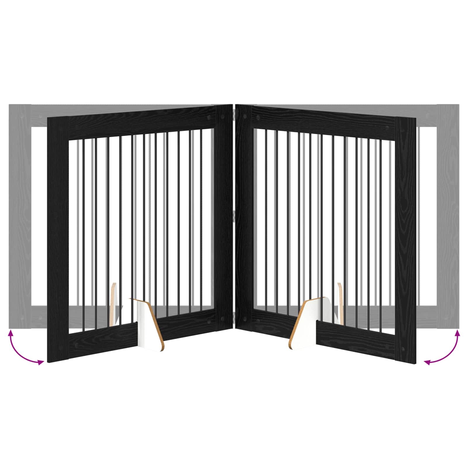 Hondenhekje met standaards 4 pcs Zwart eiken 100 x 100 cm