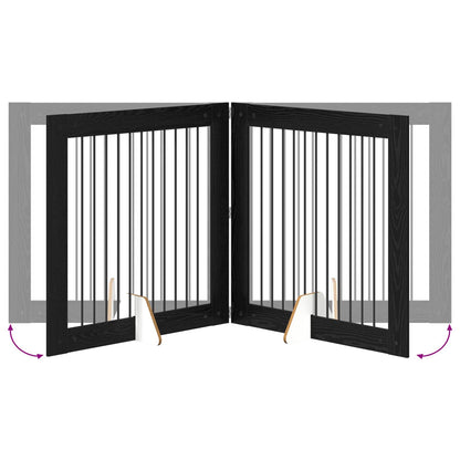 Hondenhekje met standaards 4 pcs Zwart eiken 100 x 100 cm