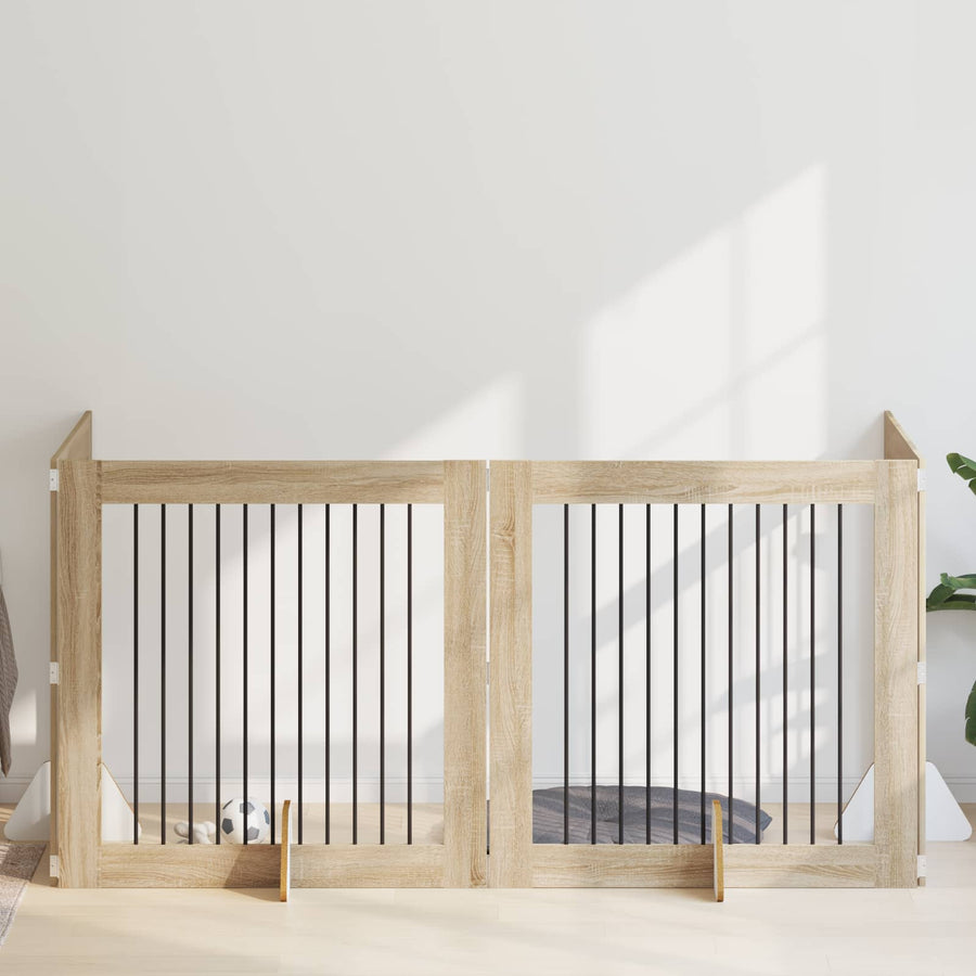 Hondenhekje met standaards 4 pcs Sonoma Eiken 100 x 100 cm