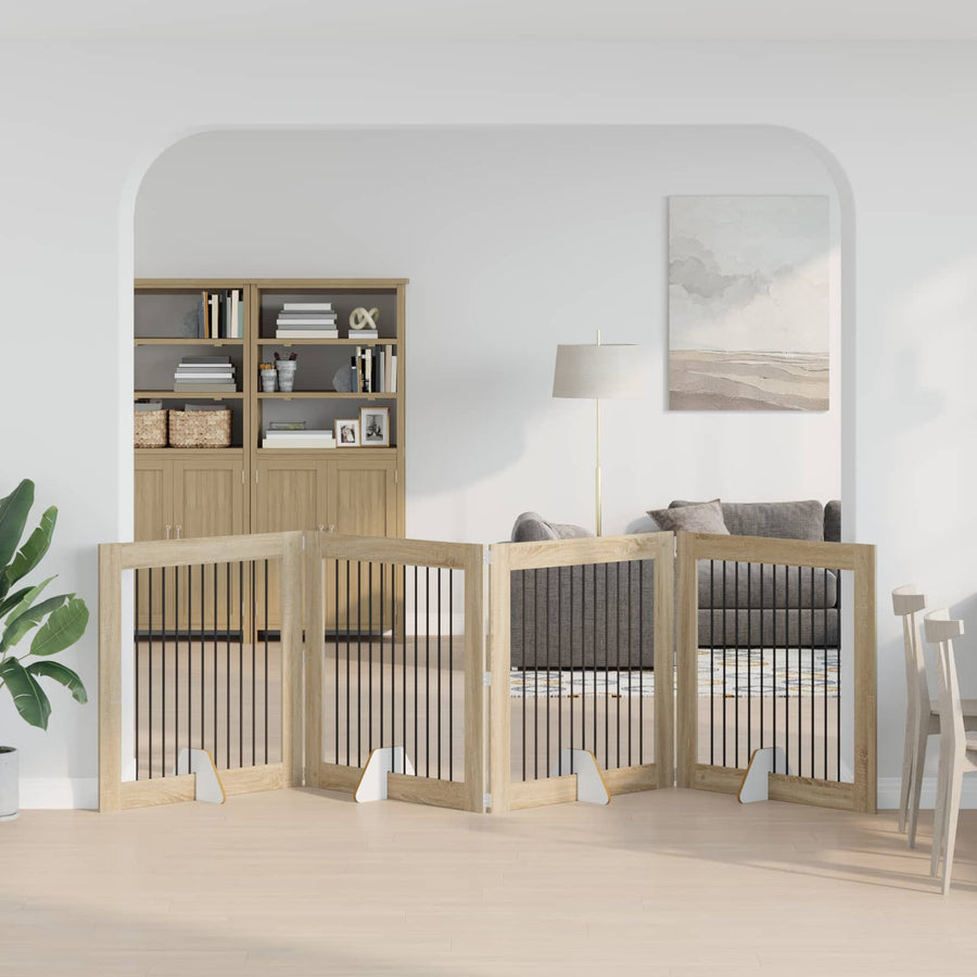 Hondenhekje met standaards 4 pcs Sonoma Eiken 100 x 100 cm