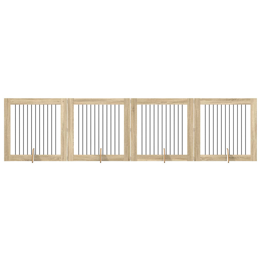 Hondenhekje met standaards 4 pcs Sonoma Eiken 100 x 100 cm