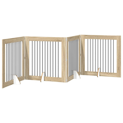Hondenhekje met standaards 4 pcs Sonoma Eiken 100 x 100 cm