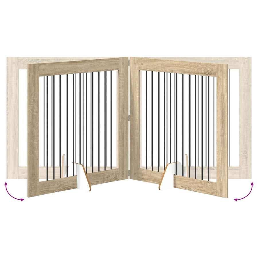 Hondenhekje met standaards 4 pcs Sonoma Eiken 100 x 100 cm