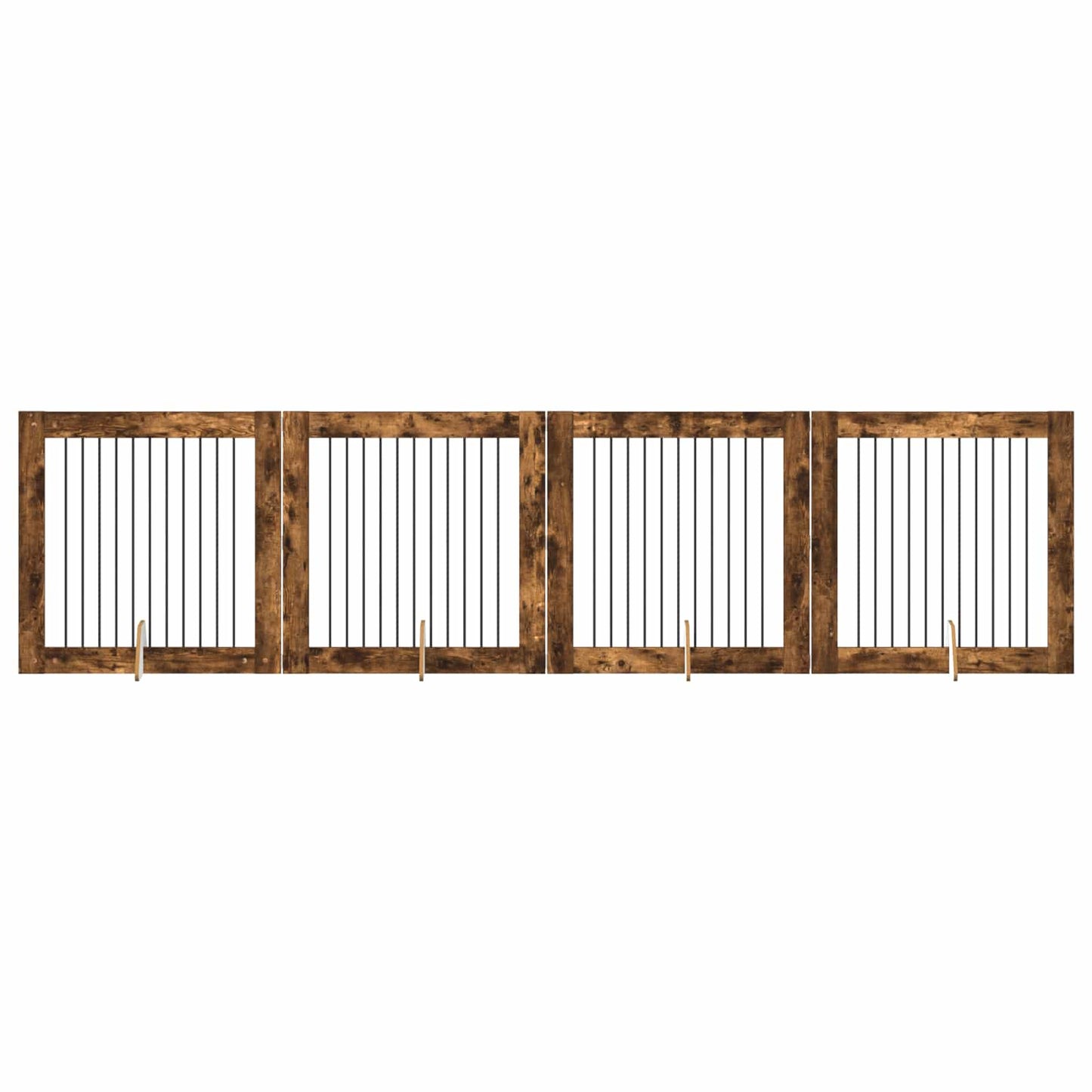 Hondenhekje met standaards 4 pcs Gerookt eiken 100 x 100 cm