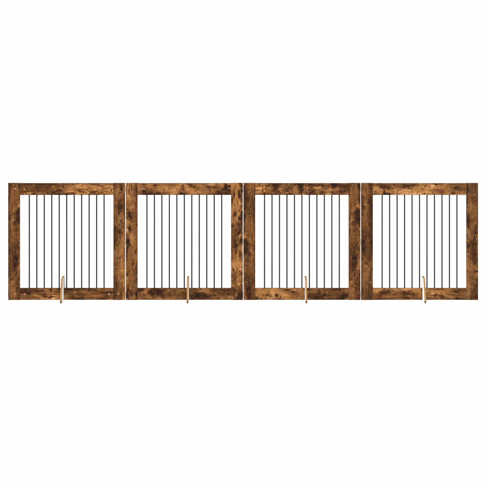 Hondenhekje met standaards 4 pcs Gerookt eiken 100 x 100 cm