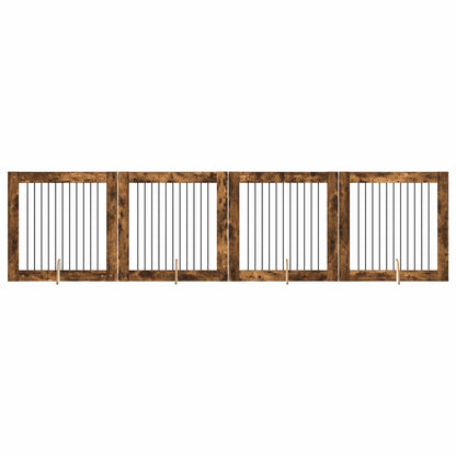 Hondenhekje met standaards 4 pcs Gerookt eiken 100 x 100 cm