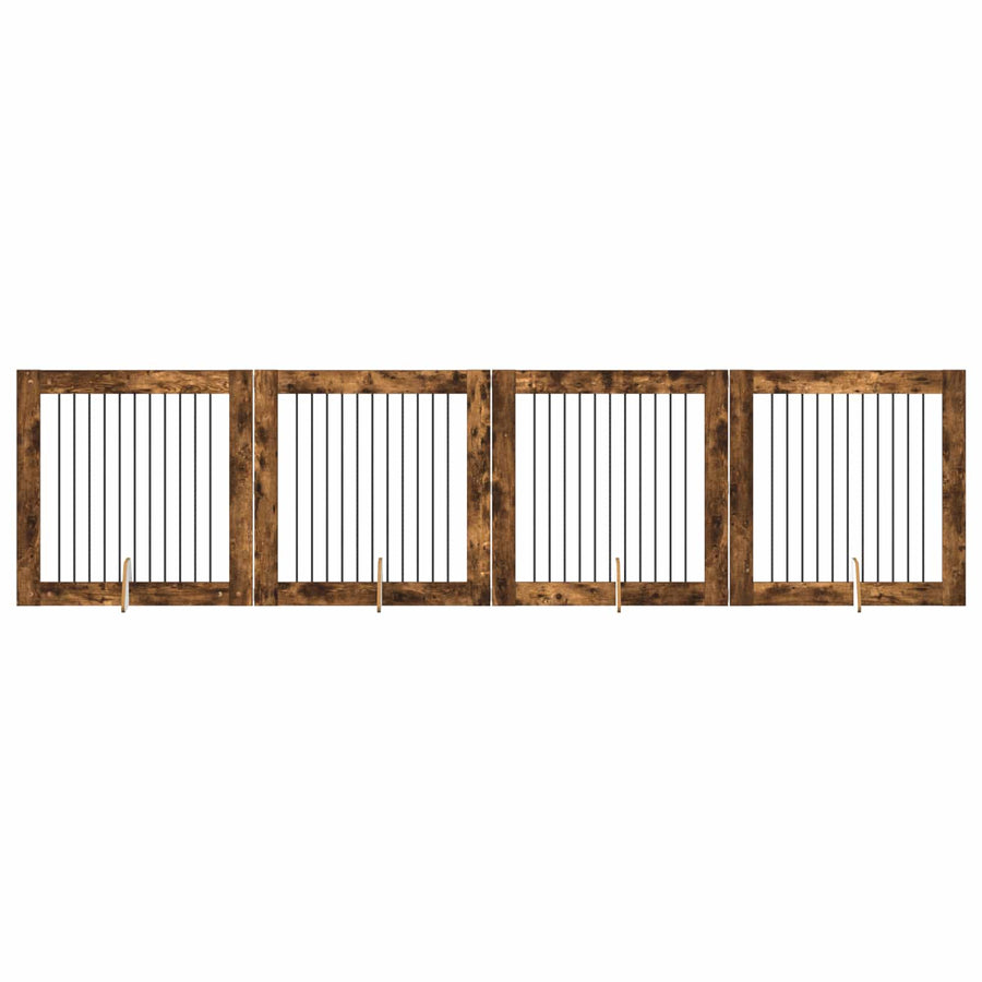 Hondenhekje met standaards 4 pcs Gerookt eiken 100 x 100 cm
