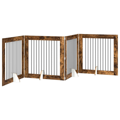 Hondenhekje met standaards 4 pcs Gerookt eiken 100 x 100 cm