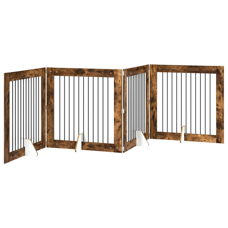 Hondenhekje met standaards 4 pcs Gerookt eiken 100 x 100 cm