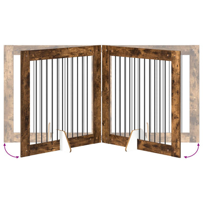 Hondenhekje met standaards 4 pcs Gerookt eiken 100 x 100 cm