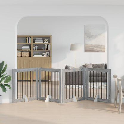 Hondenhekje met standaards 4 pcs Grijs sonoma 100 x 100 cm