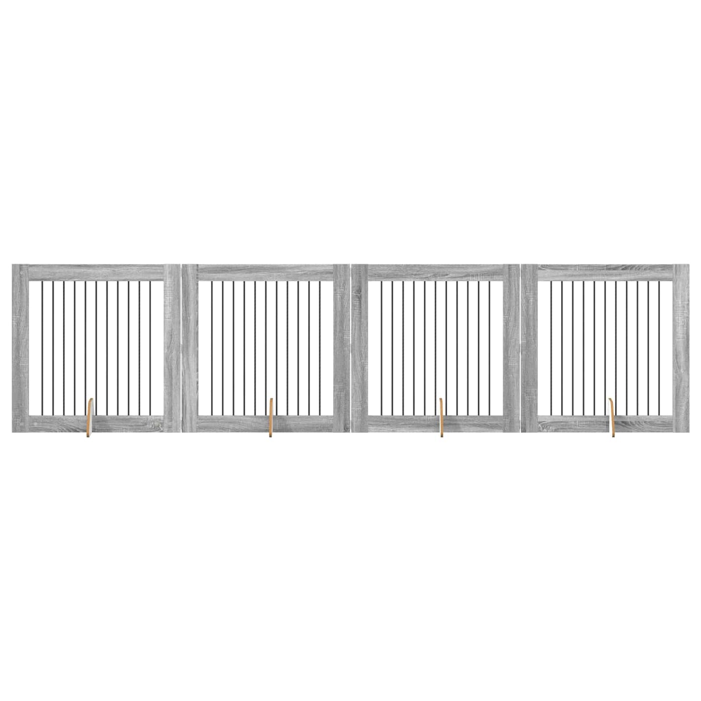 Hondenhekje met standaards 4 pcs Grijs sonoma 100 x 100 cm