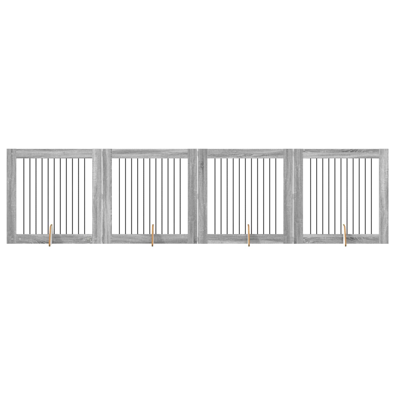 Hondenhekje met standaards 4 pcs Grijs sonoma 100 x 100 cm