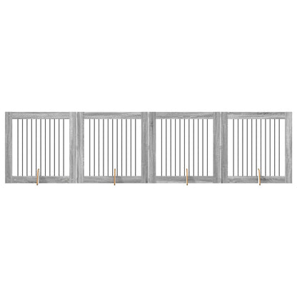 Hondenhekje met standaards 4 pcs Grijs sonoma 100 x 100 cm