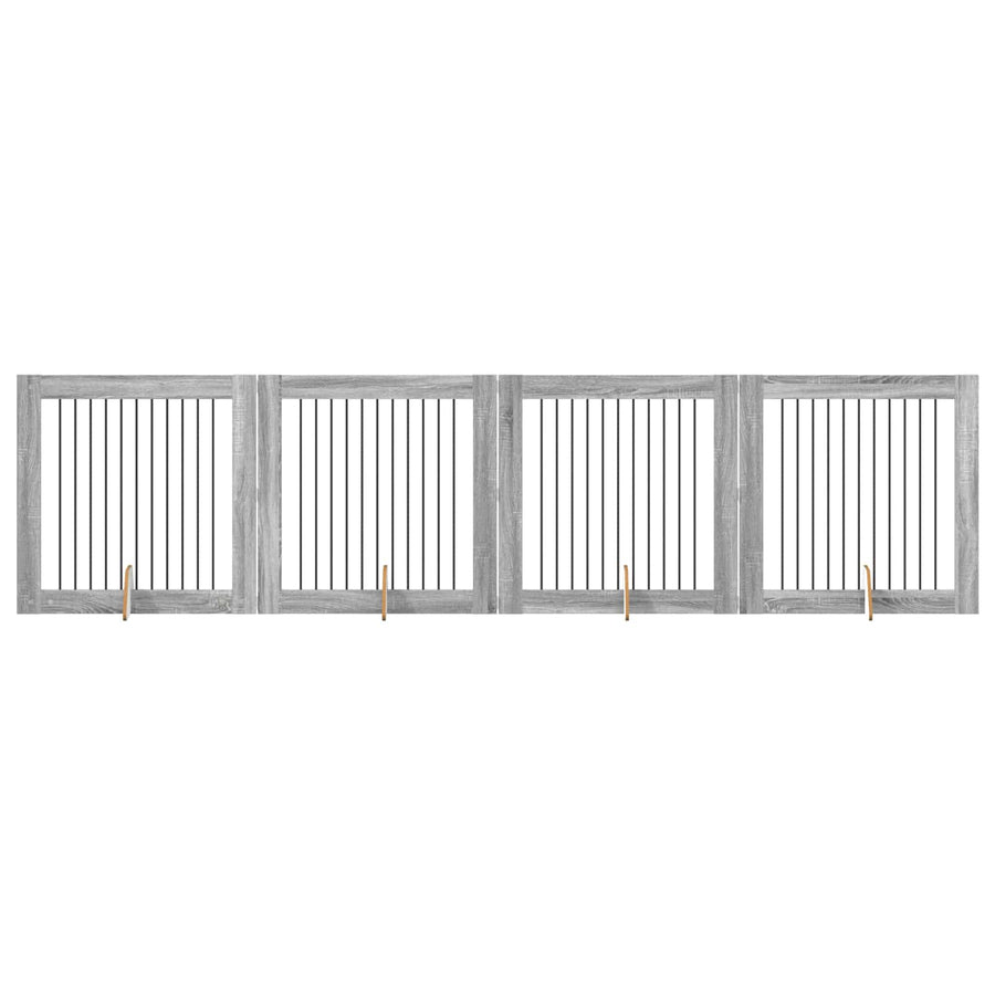 Hondenhekje met standaards 4 pcs Grijs sonoma 100 x 100 cm