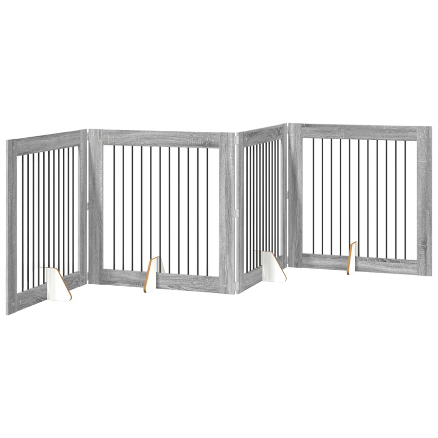 Hondenhekje met standaards 4 pcs Grijs sonoma 100 x 100 cm