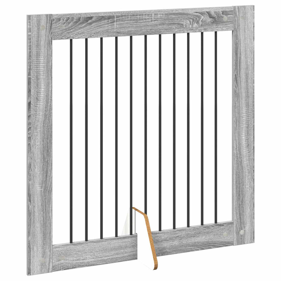 Hondenhekje met standaards 4 pcs Grijs sonoma 100 x 100 cm