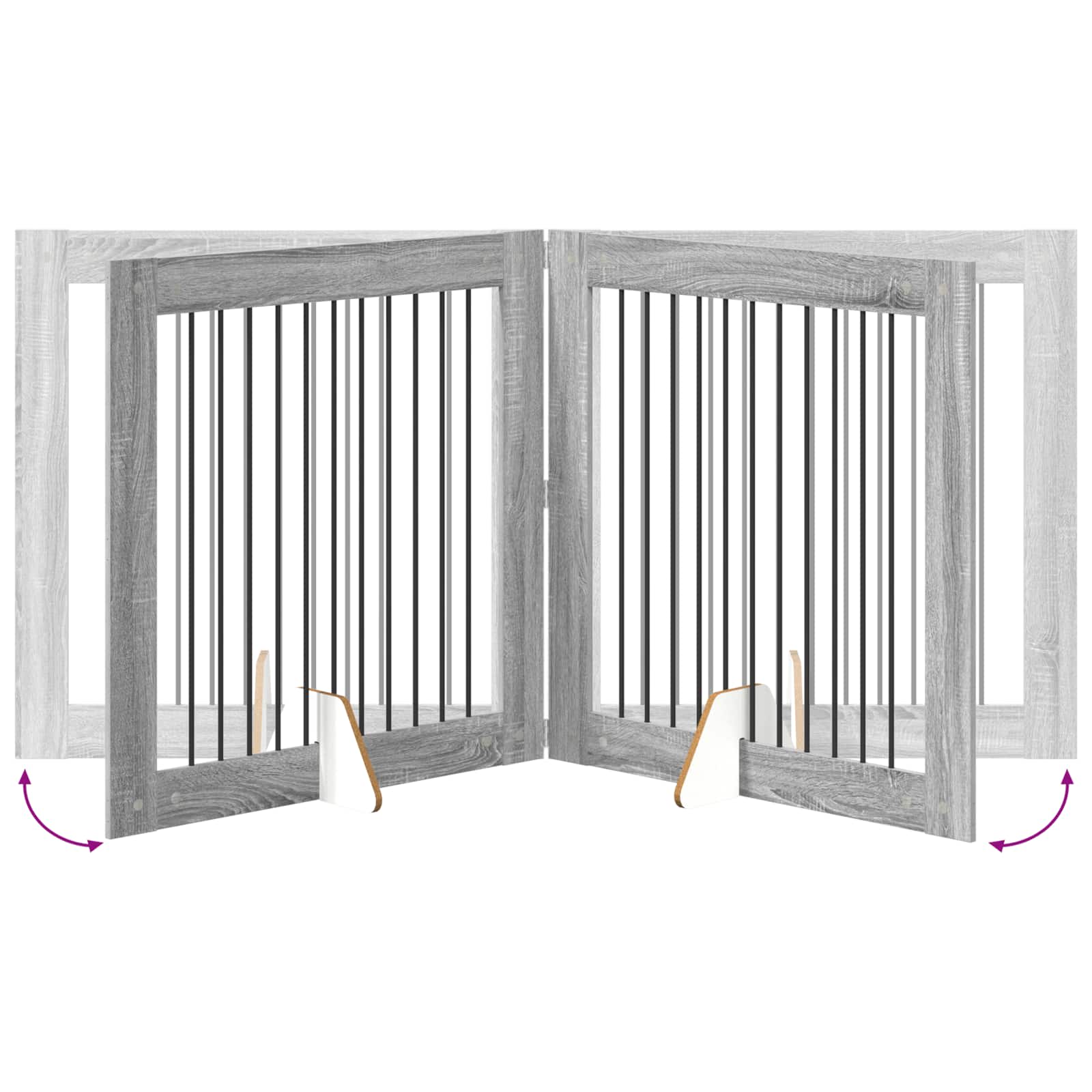 Hondenhekje met standaards 4 pcs Grijs sonoma 100 x 100 cm