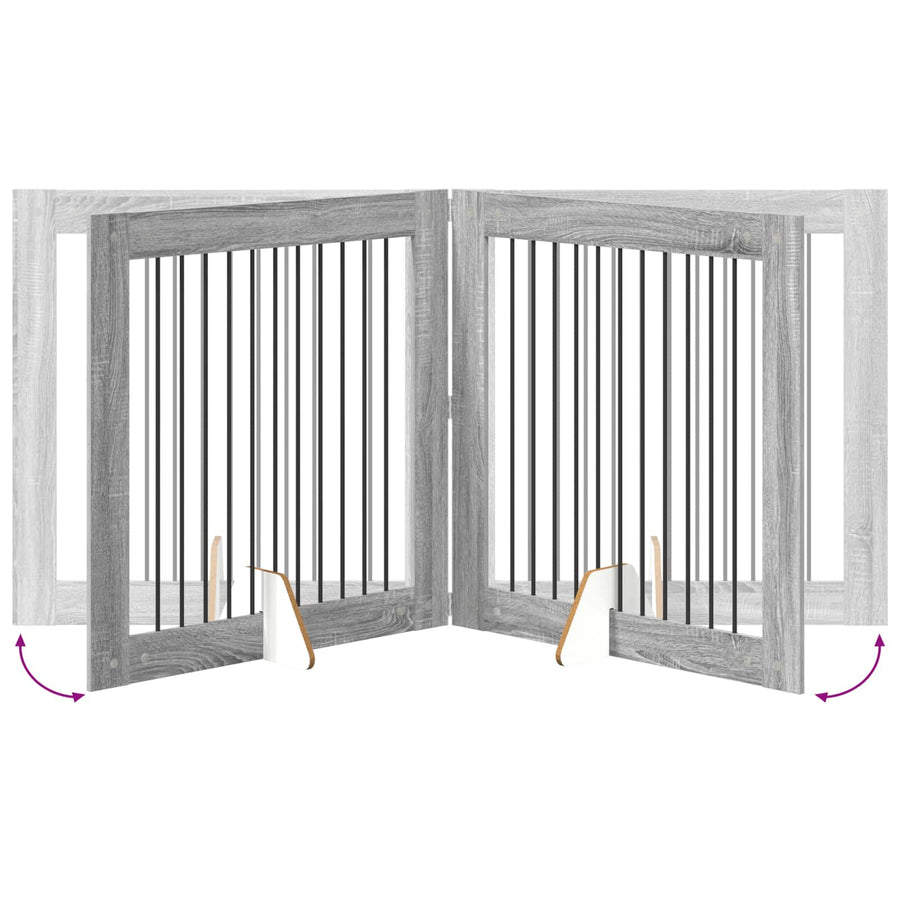 Hondenhekje met standaards 4 pcs Grijs sonoma 100 x 100 cm