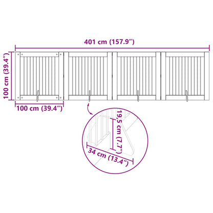 Hondenhekje met standaards 4 pcs Grijs sonoma 100 x 100 cm