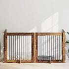 Dog gate with stands 4 pcs Old wood 100 x 100 cm