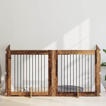 Hondenhekje met standaards 4 pcs Oud hout 100 x 100 cm
