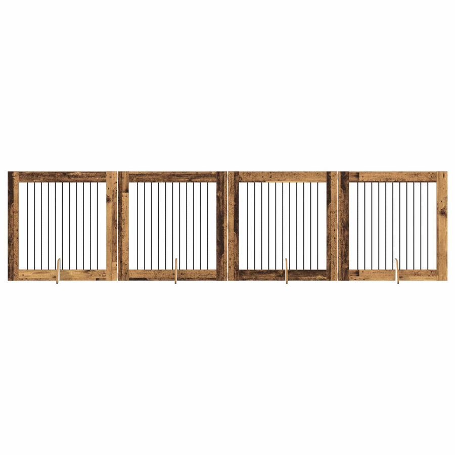 Hondenhekje met standaards 4 pcs Oud hout 100 x 100 cm