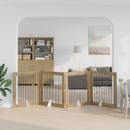 Hondenhekje met standaards 4 pcs Artisanaal eiken 100 x 100 cm
