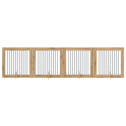 Hondenhekje met standaards 4 pcs Artisanaal eiken 100 x 100 cm