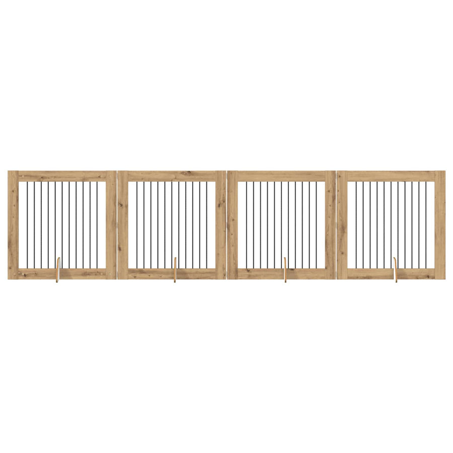 Hondenhekje met standaards 4 pcs Artisanaal eiken 100 x 100 cm