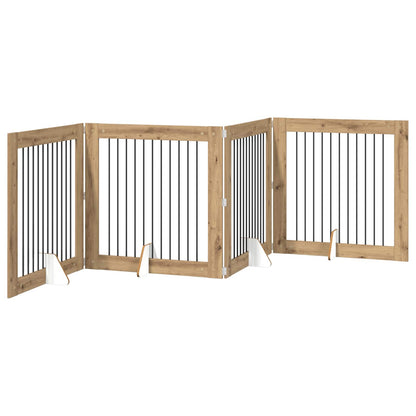 Hondenhekje met standaards 4 pcs Artisanaal eiken 100 x 100 cm