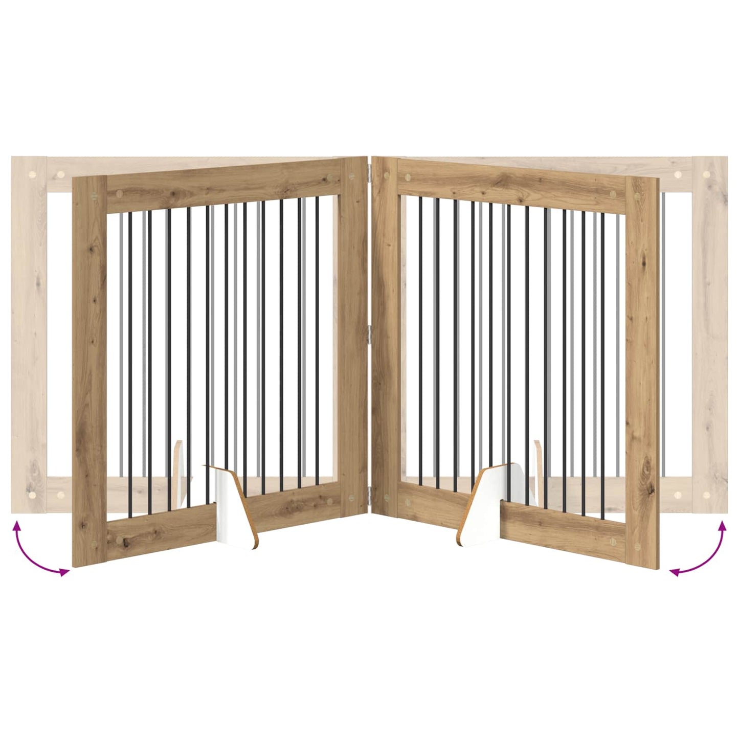 Hondenhekje met standaards 4 pcs Artisanaal eiken 100 x 100 cm