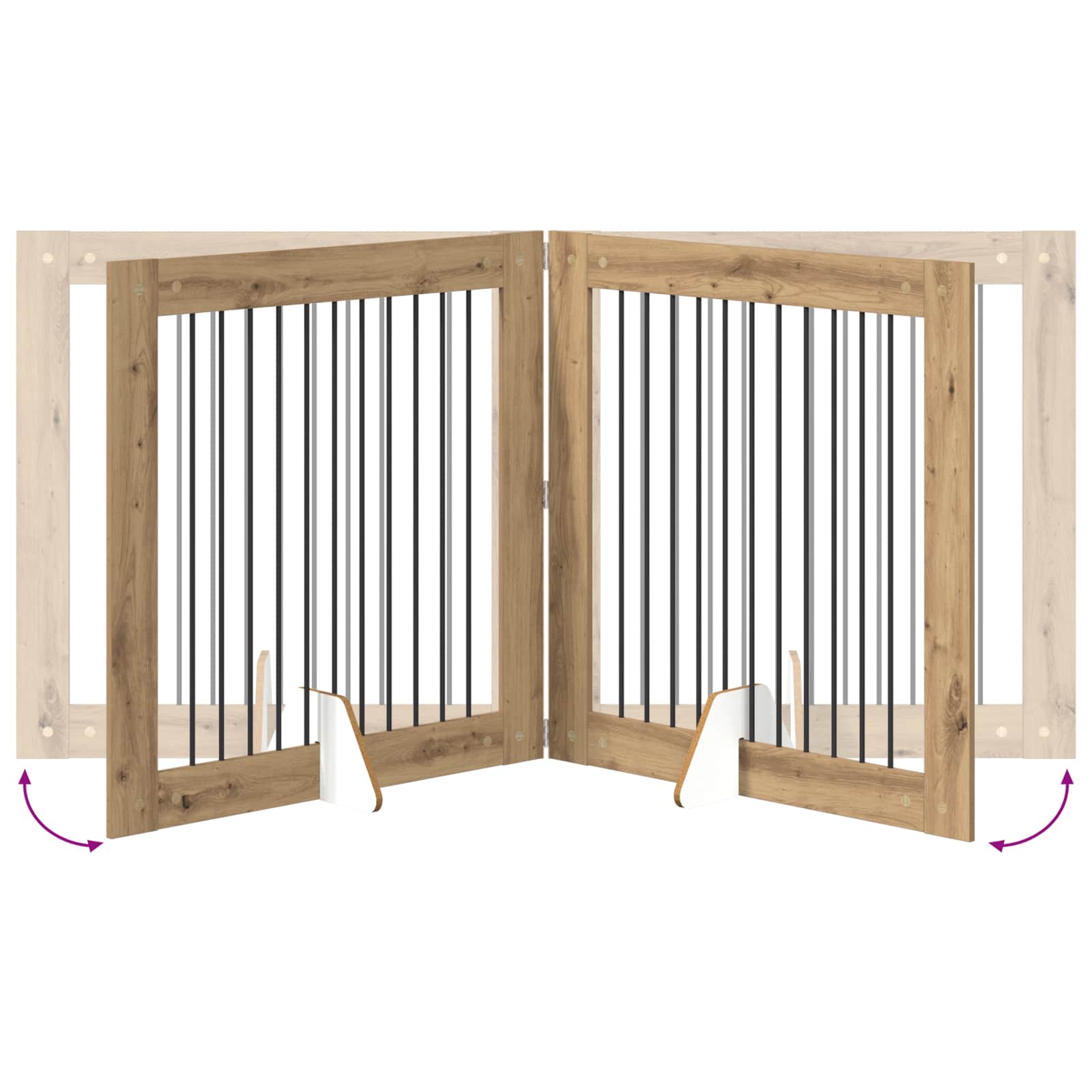 Hondenhekje met standaards 4 pcs Artisanaal eiken 100 x 100 cm