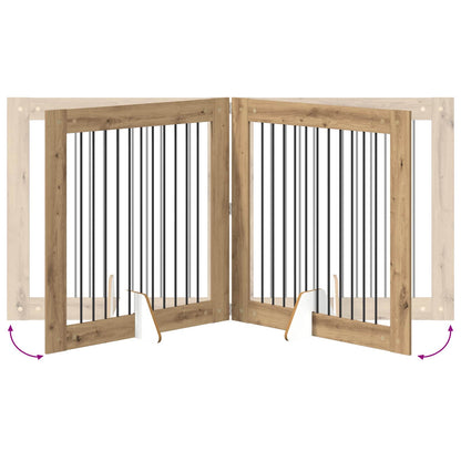 Hondenhekje met standaards 4 pcs Artisanaal eiken 100 x 100 cm
