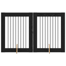 Hondenhekje met standaards 2 pcs Zwart eiken 80 x 100 cm