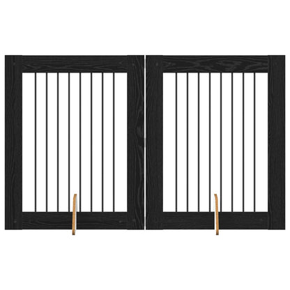 Hondenhekje met standaards 2 pcs Zwart eiken 80 x 100 cm