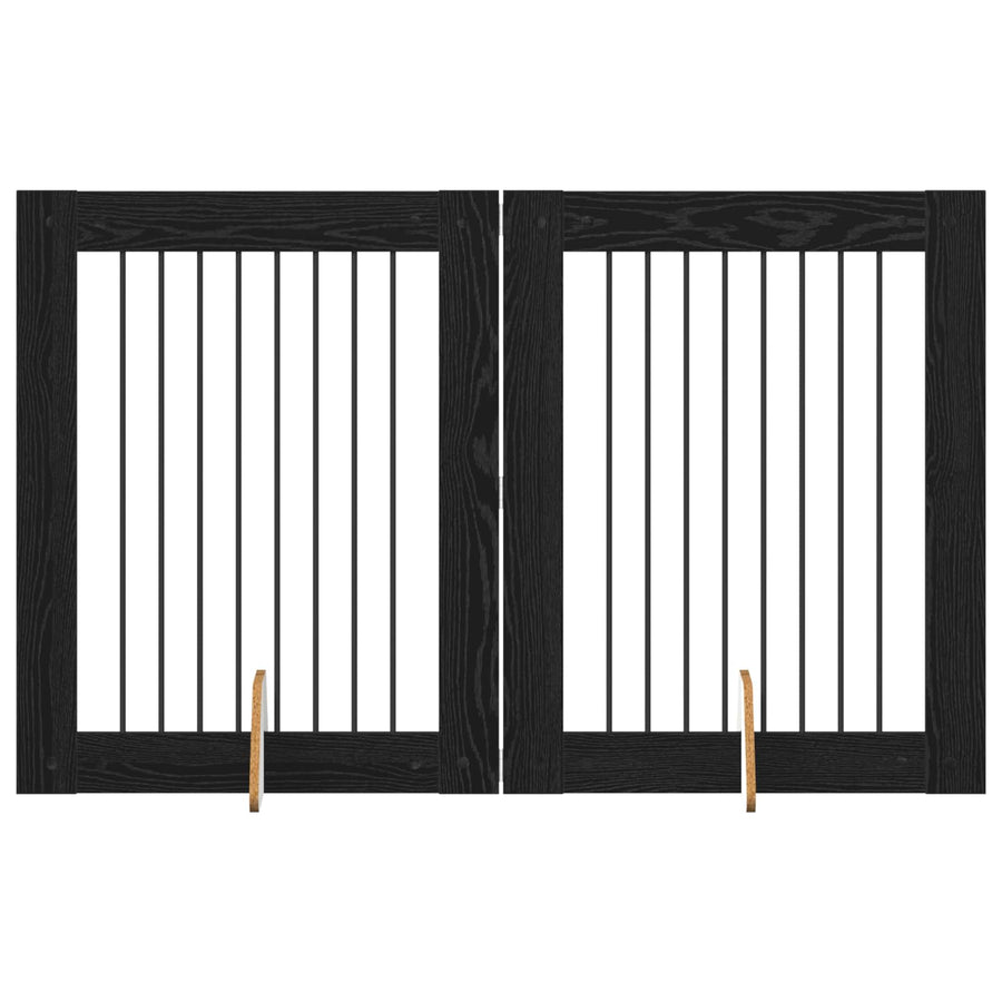 Hondenhekje met standaards 2 pcs Zwart eiken 80 x 100 cm
