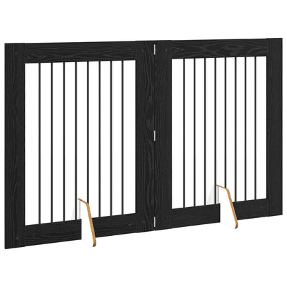 Hondenhekje met standaards 2 pcs Zwart eiken 80 x 100 cm